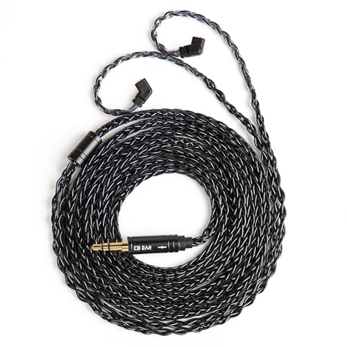 2M Long Recessed 2Pin IEM Cable, in Ear Monitor Replacement Earphone Cable, KBEAR ST12 Plus 8 Core 4N OFC Silver-plated HiFi Headphone Wire for KZ ZS10 PRO/ZSN PRO X/CCA CRA Earbuds (Dark, QDC 3.5MM)