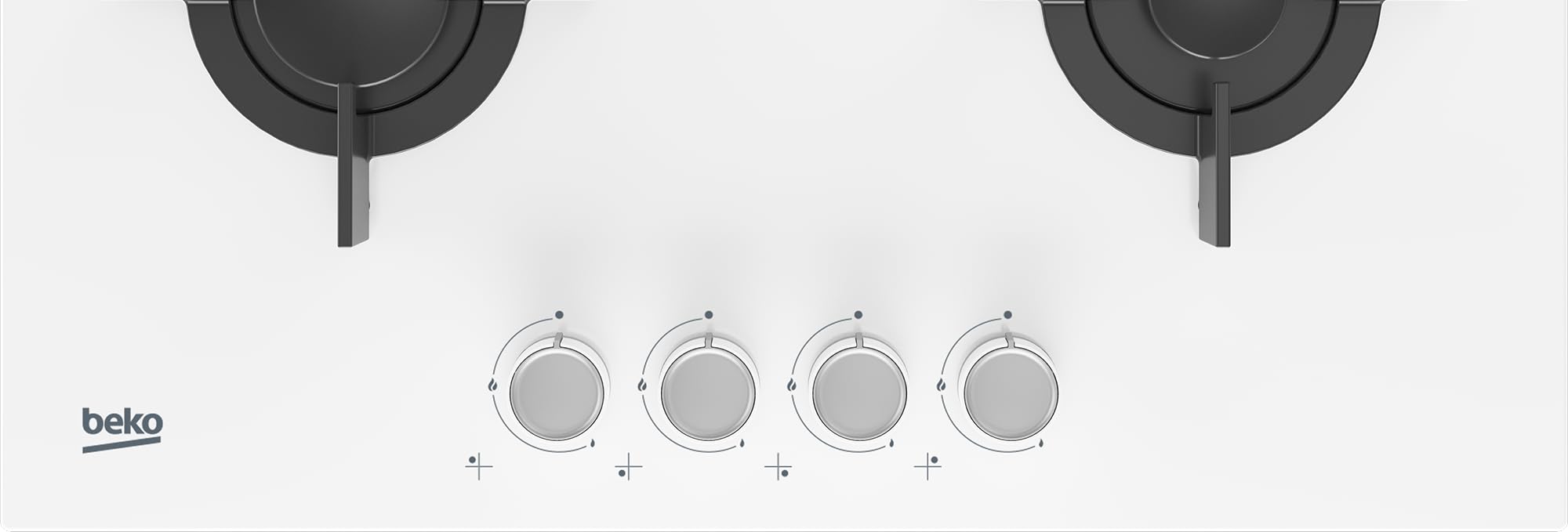 Plan de cuisson à gaz 4 feux 60 cm en cristal blanc