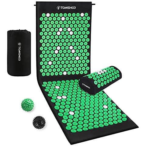 TOMSHOO+ Acupressure Set, Acupressure Mat with Magnetic Spikes Magnet Therapy and Acupressure for Relieving Head and Neck Pain with a Carrying Bag for Men and Women 120x42cm Cover