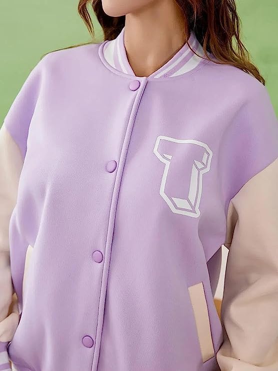 Image of Stylish Long Sleeve Letterman Varsity Jacket for Women
