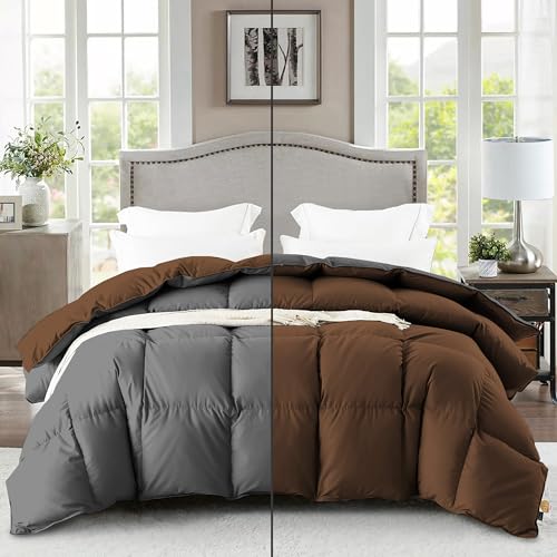 Image of Fluffy 600 GSM Winter Comforter King Size 90 inchX106 inch - 600 GSM Heavy Winter Quilt Microfiber Rajai /Duvet /Blanket Super Soft King Size - Chocolate Brown /Dark Gray Color