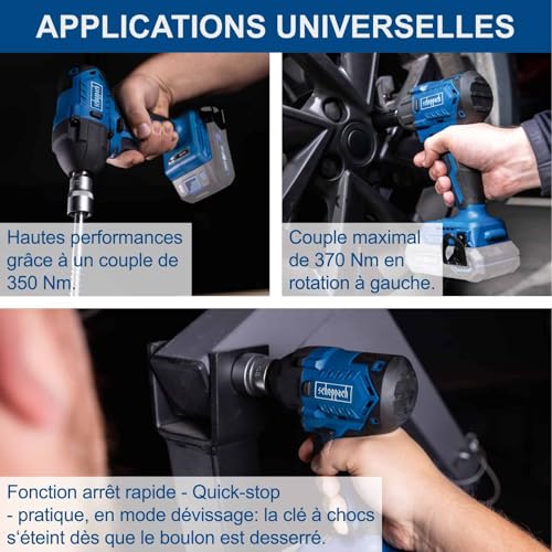Clé à choc sans fil BC IW350 X 12 brushless 180Nm350Nm 3600 bpm + 3 douilles SCHEPPACH 20V IXES sans batterie ni chargeur - vue 7