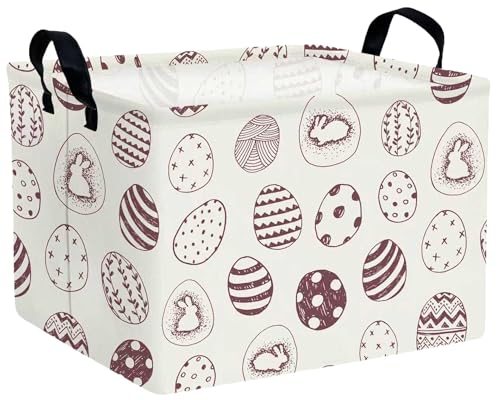 Image of Large Rectangular Easter Baskets Empty Waterproof Boy Toy Box Foldable Kid's Gifts Storage Bin Spring Room Decor(Brown Egg)