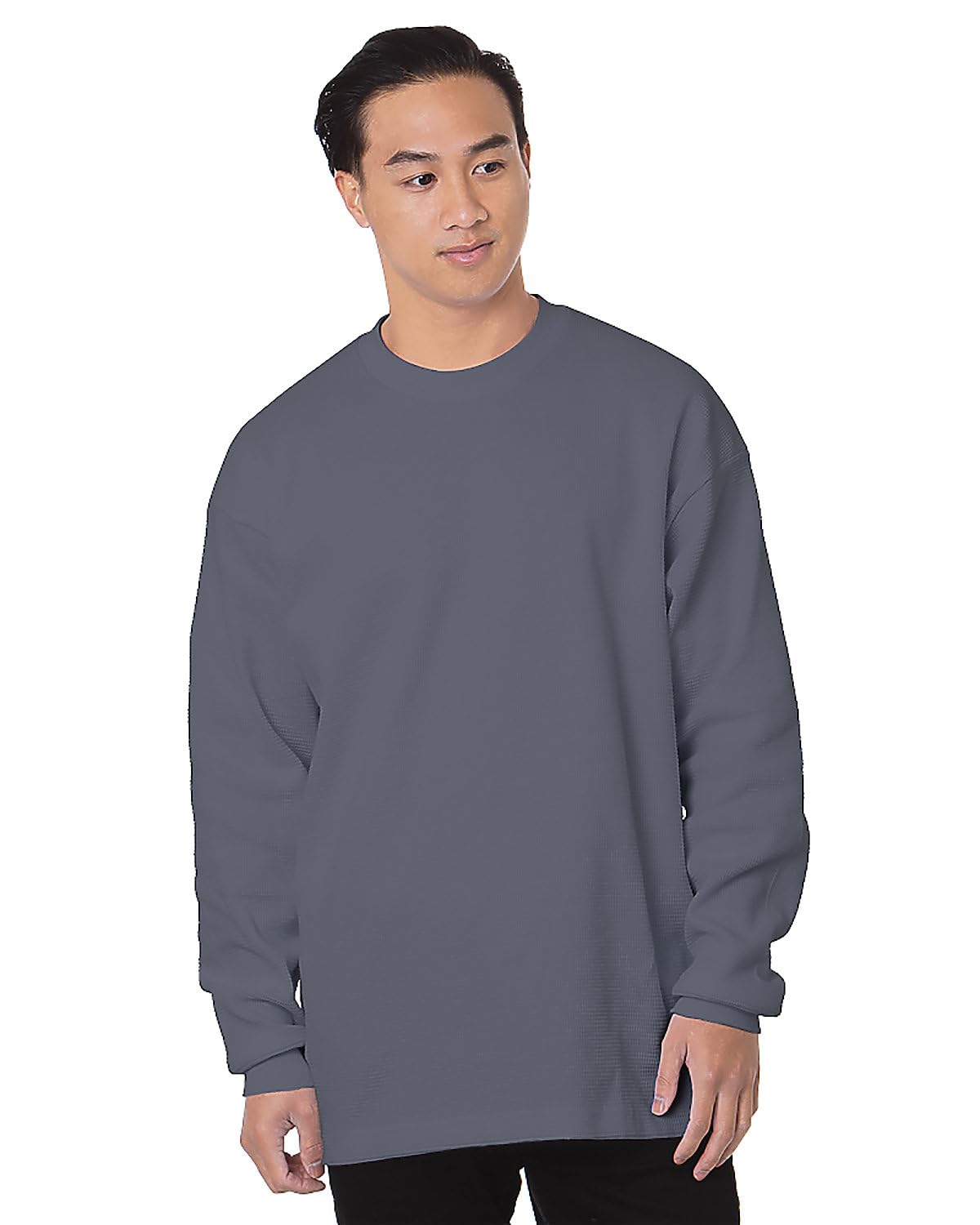 Heavyweight Waffle Knit Long-Sleeve Thermal Dark Grey