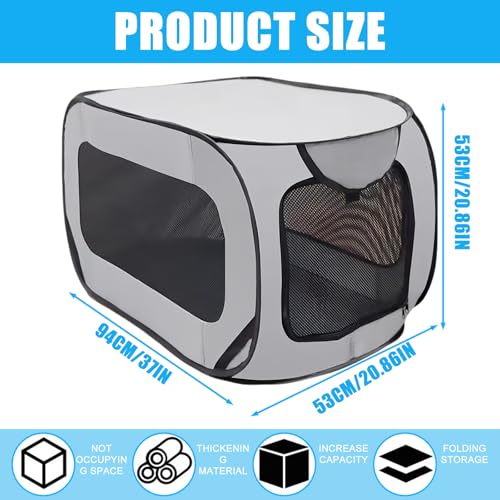 Tragbarer Käfig für Hunde und Katzen im Auto, Hundebox Faltbar Welpenauslauf Faltbar Laufstall Hund, Haustier-Laufstall für Kleine Hunde Katzen Kleintiere im Auto Drinnen Draußen, 94 x 53 x 53 cm