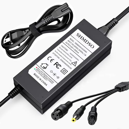 36V/42V2A Replacement Charger,3-in-1(5.5mm x 2.5mm / 2.1mm Universal)& 3 Claw(12mm/8mm) Female Port,Compatible with Jetson,Swagtron, Bird, Razor, Segway, Gotrax