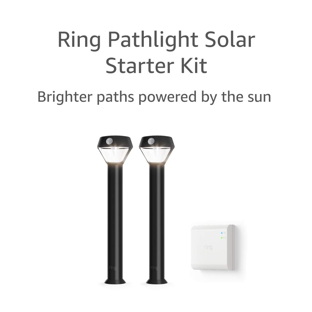 Ring Solar Pathlight - Outdoor Motion-Sensor Security Light, Black (Starter Kit: 2-pack)