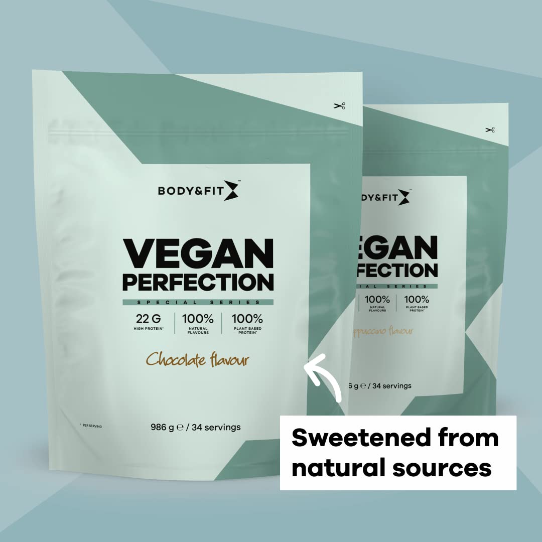 Body&Fit - Vegan Perfection, Protéines Végétales, de Pois et de Riz, Faible en Sucres, 2,26 kg (78 doses), Goût Chocolat