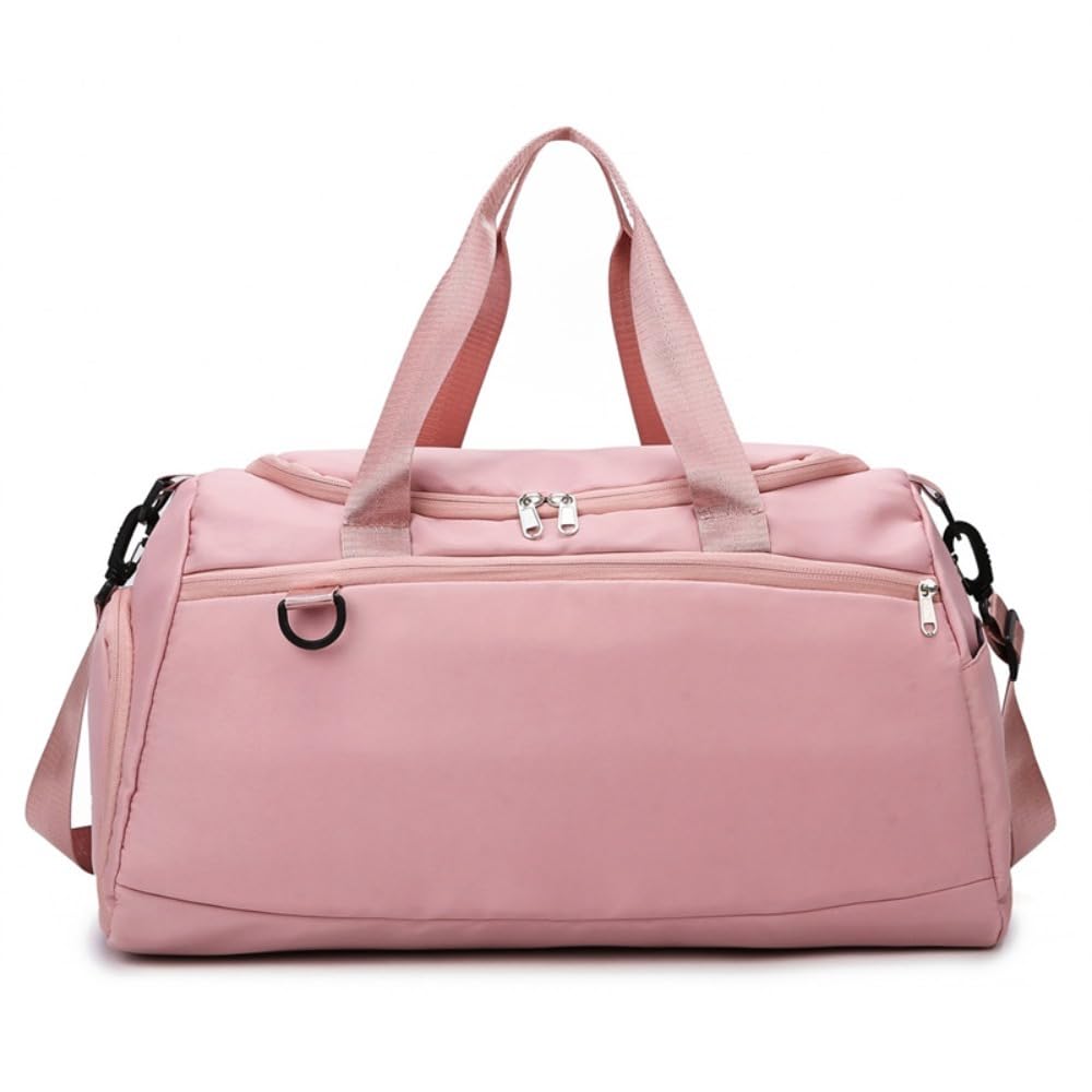 Linghe Sports Gym Bag with Shoe Compartment and Wet Bag Waterproof Pink
