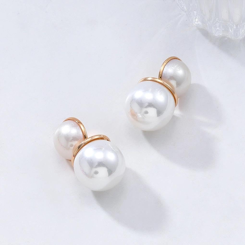 Gold Pearl Earrings for Women,Large Pearl Dangle Drop Earrings Formal Unique Pearls Jewelry - Image 4