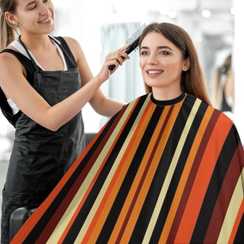 Capa de Corte de Pelo Naranja con Diseño de Rayas miniatura 5
