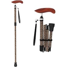 Cane, Folding Canes for Men with Wood Handle, Walking Sticks for Seniors, Fashionable Canes for Women & Men Adjustable Height, Lightweight Carbon Fiber Collapsible Cane for Travel and Daily Use