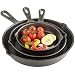 Produktbild VonShef Bratpfannenset Gusseisen Pre-Seasoned - Gusseisenpfanne mit Griffe und Ausgüssen - Ofenpfanne  6, 8, 10