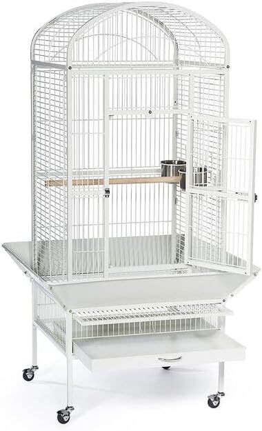 HomeStock Bird Cage with Dome Top - Spacious Bird Habitat & Sleek Design Chalk White/24 L x 22" W x 59.5" H