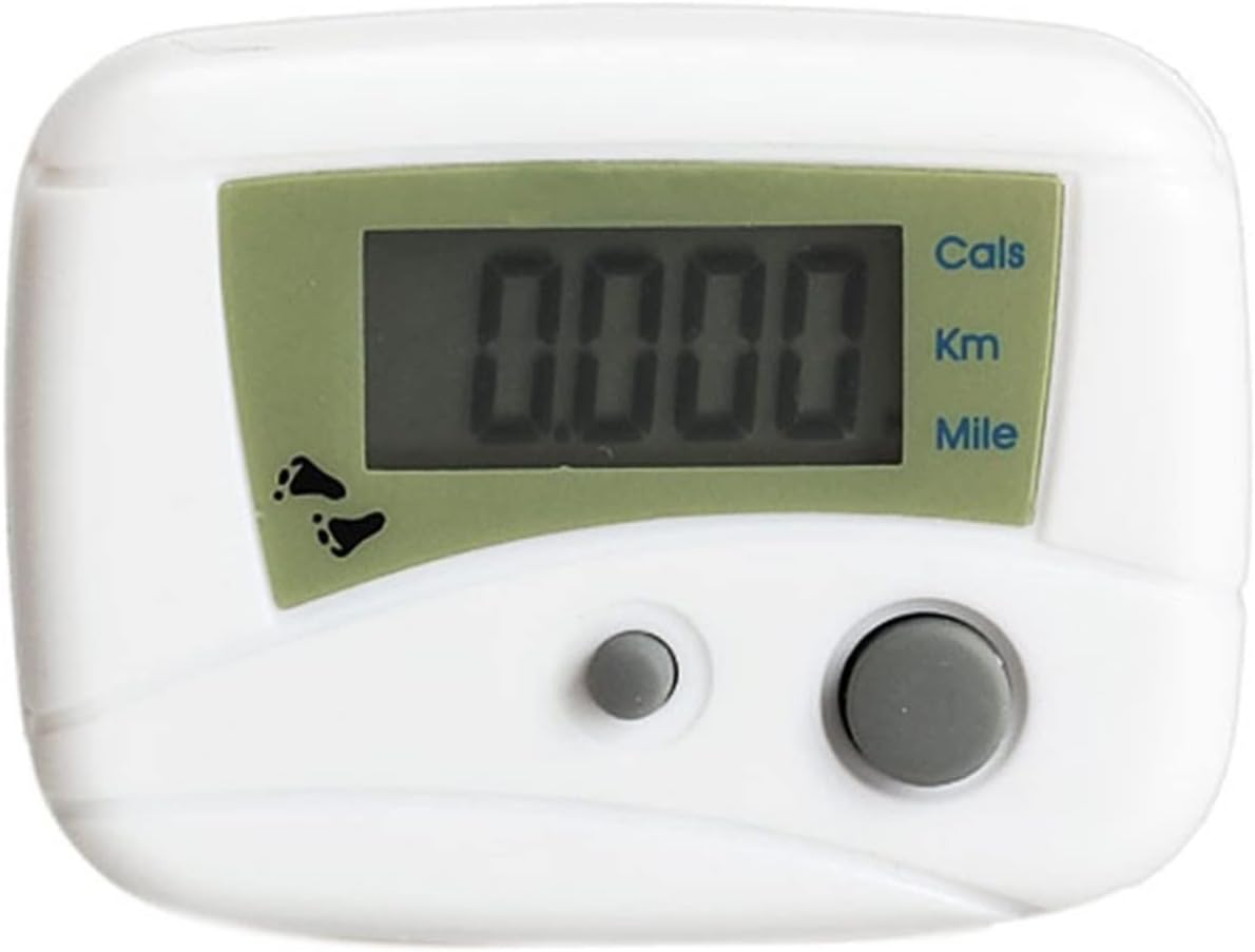 HBJWOV Electronic LCD Run Walking Pedometers Walking Distance Calorie Kilometer Miles Step Counter Stappenteller White