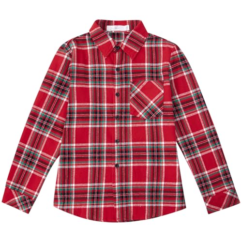 Image of Yoimira Boys Flannel Shirts Kids Long Sleeve Plaid Tops Casual Button Down Shirt Western Plaid Jacket