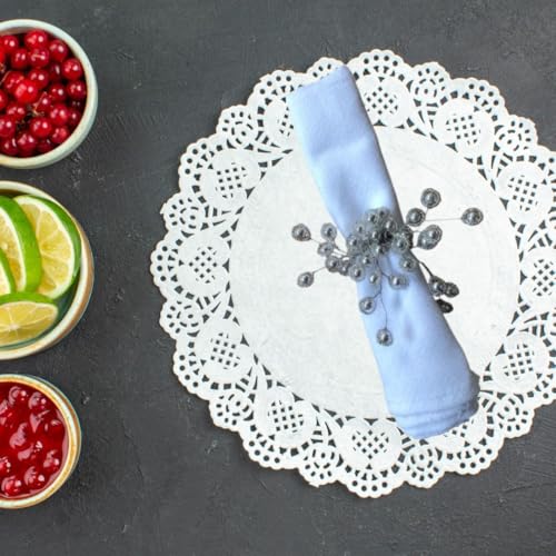 Image of Seed Bead Handmade Dinning Table Napkin Ring Holder Set for Tables Decoration Dinners Parties Everyday Use (Silver) - Pack of 12