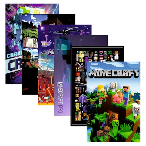 Image of POSTERONN Minecraft Aesthetic Posters & Photo Cards Set | Album Style Artwork Prints for Bedroom, Living Room, Office & Studio Decor | Premium Cardstock Gallery Wall Collection