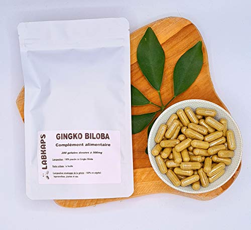 GINGKO BILOBA 200 gélules dosées à 500 mg enveloppe végétale - complément alimentaire