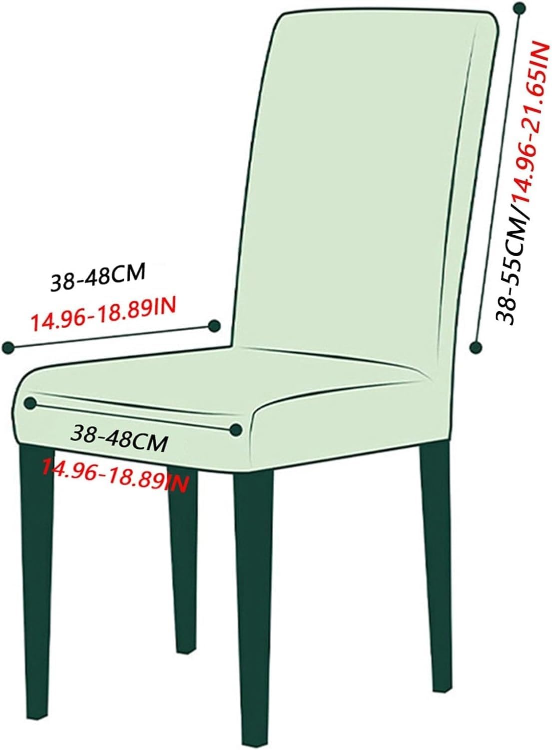 Dining Chair Covers with Long Skirt, Universal Anti-Slip Stretch Slipcovers for Dining Room, Washable Chair Protector for Kitchen, Wedding, Party, Banquet(Pine Green,Set of 6)