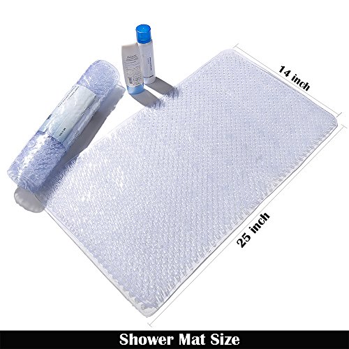 Yhlcsq Soft As Grass Bath Mats Shower And Tub Mat Foot Scrubber Non-Slip Machine Washable Pvc Suction Rectangle 25X14 Inch (Clear) #TOP6