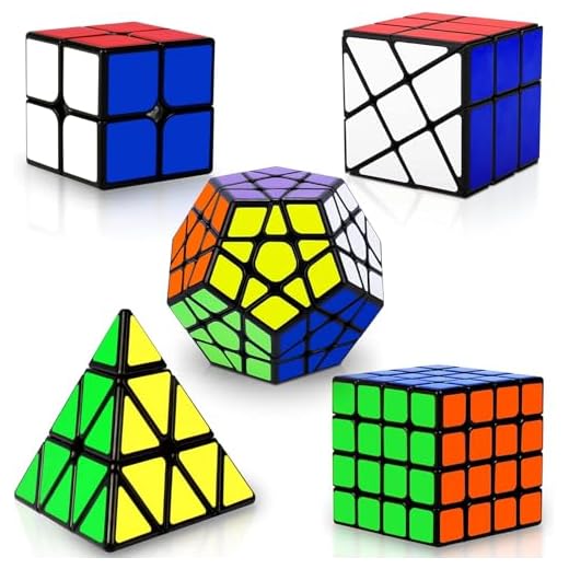 Speed Cube Set, Puzzle Cube, Magic Cube 2x2 4x4 Pyraminx Pyramid Megaminx Fenghuolun Puzzle Cube Toy Gift for Children Adults, Pack of 5