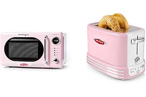 Nostalgia Retro Pink Microwave and Toaster Set