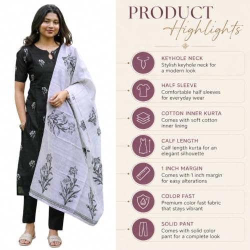 Image of Sun Fashion And Lifestyle Kurta Sets for Woman | Kurti Set | Women's 3 Piece Kurta Pant Dupatta Set |Chanderi Silk Kurta Woman | Elegant Suit for Women | Dupatta