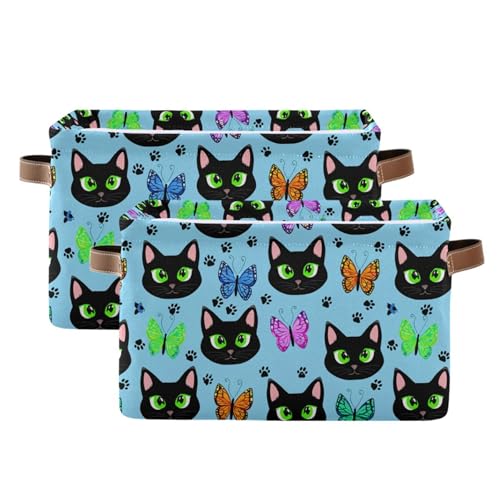 Boîte de rangement chat noir et bleu rectangulaire pour vêtements - 3