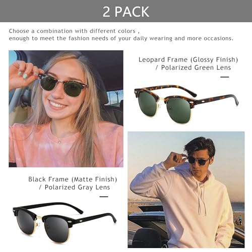 Image of SUNGAIT Polarized Sunglasses for Men and Women, Classic Half-Frame Retro Shades for Driving, Travel, and Outdoor Activities