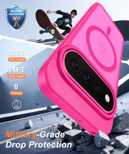 Image of FNTCASE for Google Pixel 11 / Pixel 11 Pro Case: Compatible with MagSafe | With Screen Protector, Translucent Magnetic Back, Military Grade Drop Protection, Matte Shockproof Phone Cover, Hot Pink