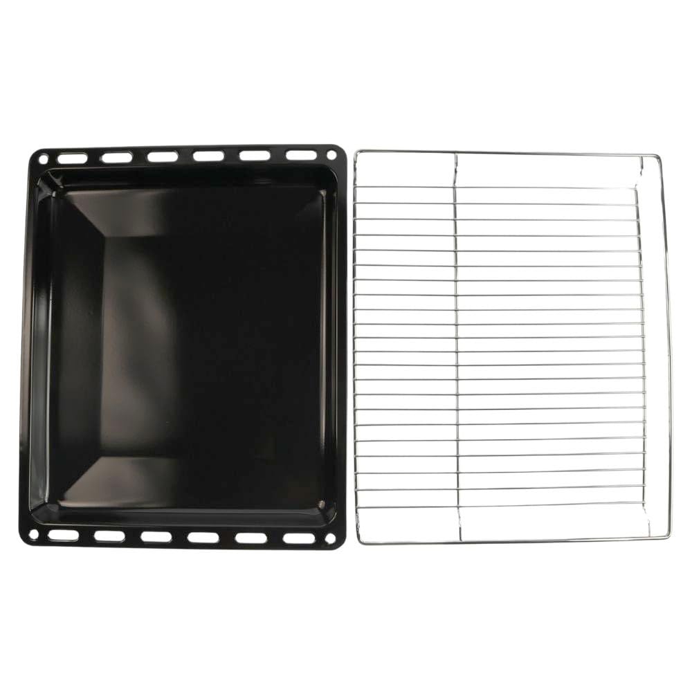 Universal Backofenregal & Emaille Backblech Set 465 x 375 mm, Ersatz Backofen Grillrost und Backblech für Backöfen, 2-teiliges Kochset