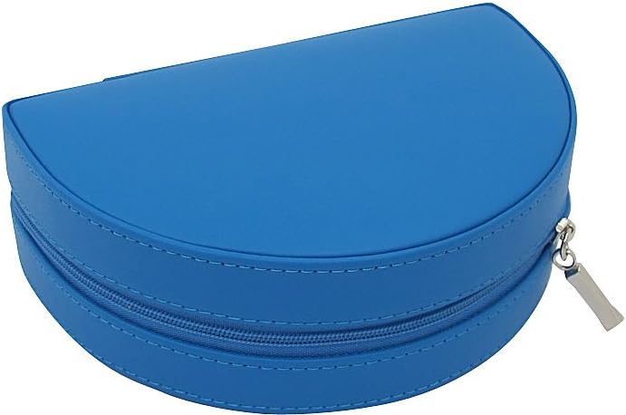 Zippered Half Moon Leather Jewelry Box, Blue (54001911)