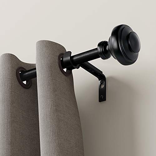 BOBOMOMO 2 Pack Adjustable Curtain Rod 3/4" Single Window Rod 48"-84" with Twisting Finials Black Drapery Rod of Window Treatment (Black, 48-84) - Thumbnail 3