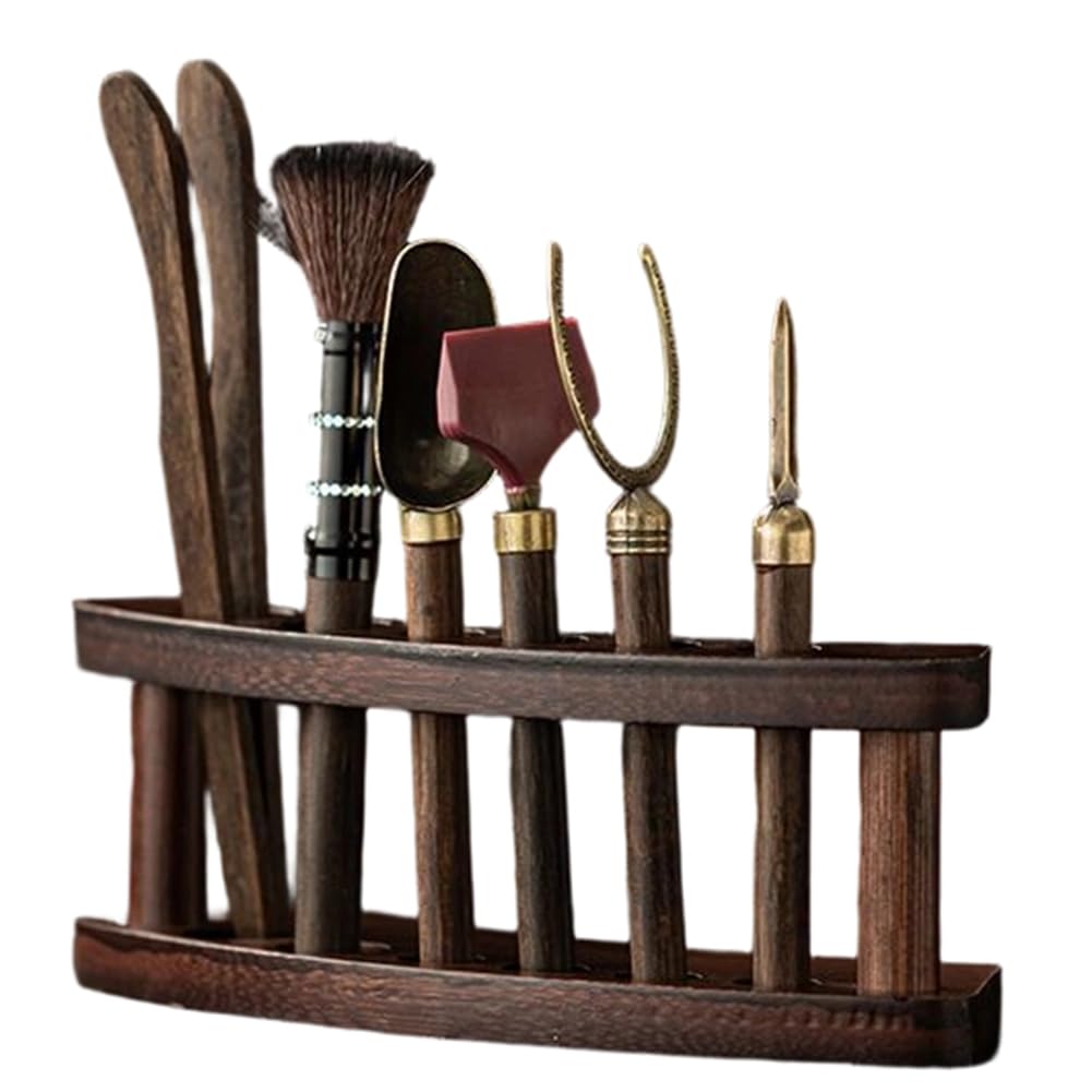 UDSKNV[KSL Solid Wood Tea Ceremony Six Gentlemen Set Tea Set Accessories Daquan Tea Table Tray Tea Making Tools Tea Scraping Set