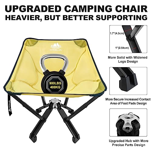 Mtrvr Folding Beach Chair, 900Lbs Capacity Compact Heavy Duty Camping Chairs, Aircraft Grade Aluminum & Set Up In Seconds Lawn Chair For Hiking Fishing Travel Gardening Picnic Backpacking, Yellow #TOP4