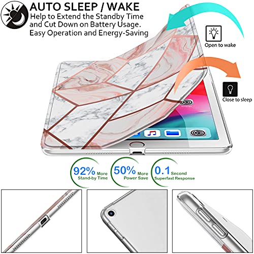 Image of DuraSafe Cases for iPad PRO 12.9 3 [ 3rd Generation 2018 ] A1876 A2014 A1895 MTHN2HN /A MTHU2HN /A MTEL2HN /A MTEM2HN /A Trifold Printed PC Lightweight Protective Clear Back Cover - Marble Pink