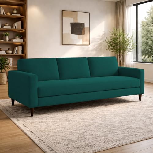Image of Carlos 3 Seater Sofa Set for Living Room & Home Office, Modern Furniture Fabric Sofa Couch with Comfortable Soft Cushioning, Durable Wooden Frame, Stylish Seating for Home (Pine)