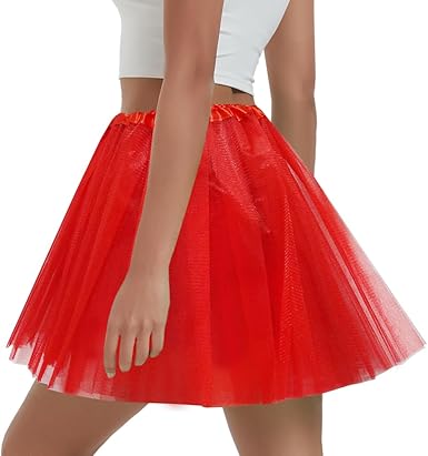 Women's 5-Layer Tulle Tutu Skirt, Adult Dance Ballet Tulle Dress,Teens Halloween Cosplay Running Tutu