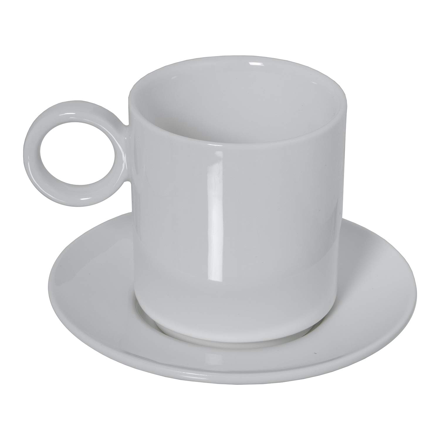 Set de 6 Tazas de té con Plato de Porcelana y con Caja de Regalo en Blanco Taza:200cc