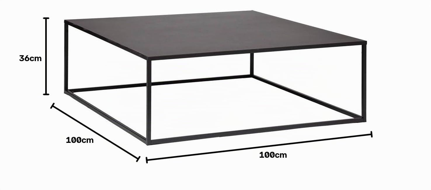 Table Basse en Métal Noir Industriel 100 x 100 x 36 cm - Atmosphera