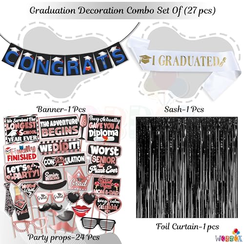 Image of Wobbox Graduation Props for Adults, Graduation Party Props, Happy Graduation Banner, Graduation Sash, Graduation Party Decorations Items (FP5050)