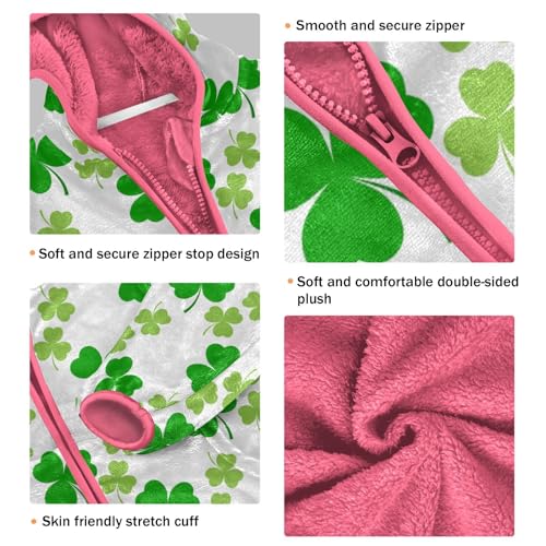 OTVEE St Patricks Green Clover Kids Hoodie Jacket Fall Spring Full Zip Warm Outwear Coat3