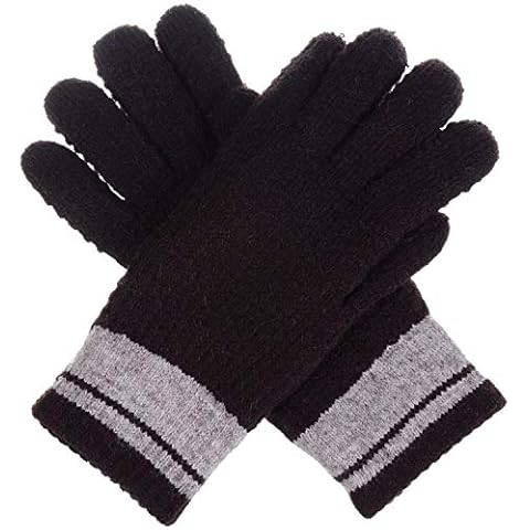 Be Your Own Style BYOS Men's Winter Warm Striped & Solid Fleece Lined Thick Knitted Gloves Cover