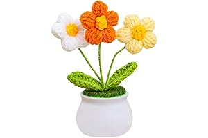 Car Plant Accessories - Tricolor Handmade Crochet Sunflower Decor