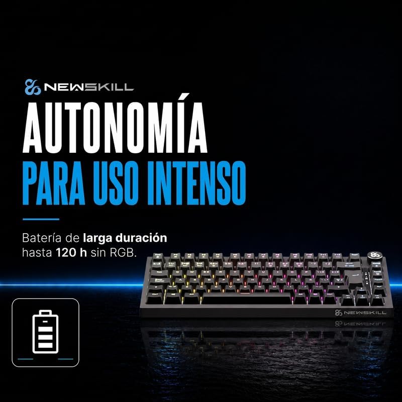 NEWSKILL Pyros Pro Teclado Gaming 75% RGB inalámbrico/Bluetooth/Cable Outemu Red Hotswap – Color Blanco 8