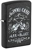 Zippo Sturmfeuerzeug - Johnny Cash, Black Crackle, Color Image - Nachfüllbar - Wiederverwendbar - Windfestes Design - Geschenkbox - Made in USA