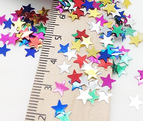 Iffree 9000Pcs Multicolored Metallic Star Confetti Sequin,Confetti Glitter No Hole Metallic Embellishment- 6Mm (1/4") 1.6Oz #TOP1