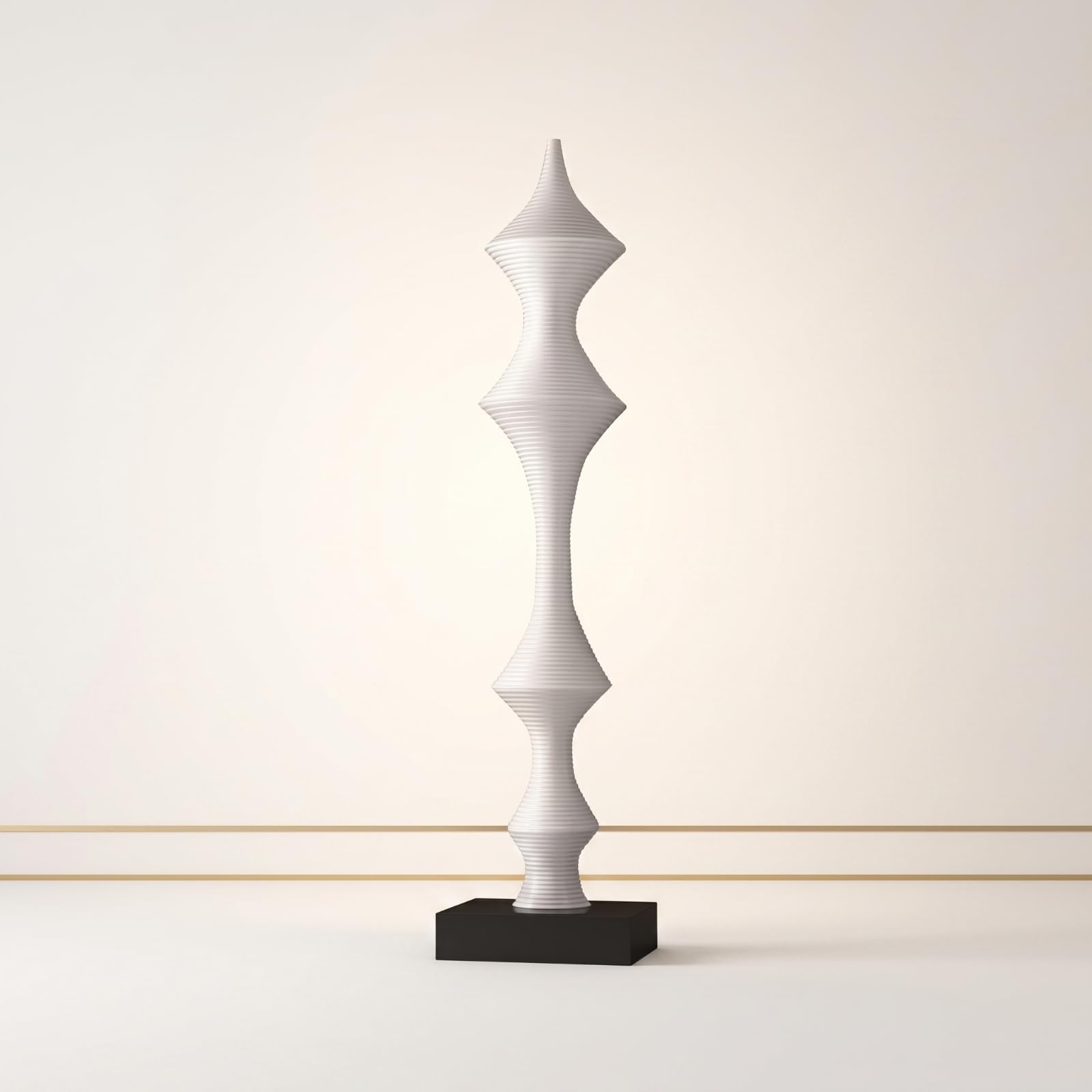 Gralara Skulptur mit Sockel Nicht Gegenständlich Statue modern Plastik für Flur, Büro, Weiß, 20 15 71cm