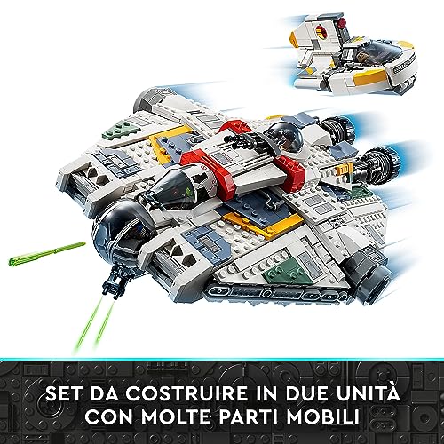 Image of Lego 75357 Star Wars Ghost & Phantom II Set of 2 Ahsoka Vehicles, Buildable Spaceship Toy with 5 Figures Including Jacen Syndulla and Droid Figure, Christmas Gift for Boys and Girls